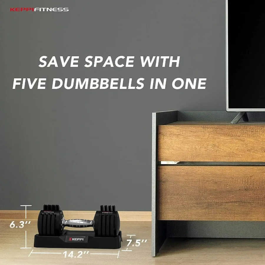 Adjustable Dumbbells Set-25LB-Single, Anti-Slip Metal Fast Adjust Weight Handle, Exercise & Fitness for Full Body Workout - Adju