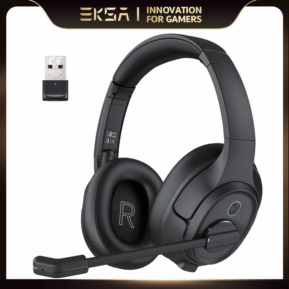 EKSA H6 Wireless Headphones Bluetooth 5.0 Headset with USB Dongle ENC Call Noise Cancelling Mic