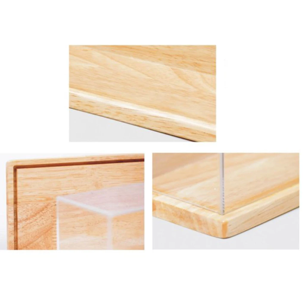 Transparent Acrylic Display Box Rectangular Solid Wood Storage Glass Hood Handmade Blind Box Dustproof Displaycase Figure