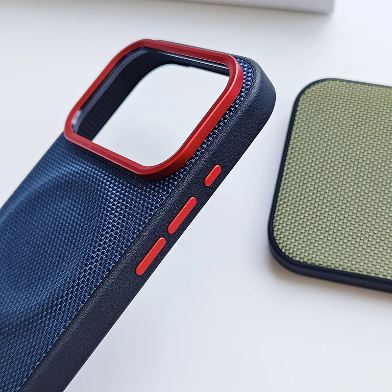 Luxury Magnetic Anti-Fingerprint Case with Soft TPU and Woven Leather Back