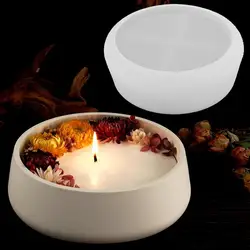 Big Round Candle Jar Silicone Molds Cement Flower Pot Mold DIY Concrete Storage Bowl Handmade Resin Candle Tray Mould Home Decor