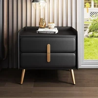 Table de chevet haut de gamme, meuble de luxe Simple en bois massif, meuble de maison en cuir, meuble de rangement moderne, chambre à coucher, planche de roche 2
