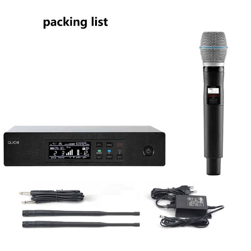 QLXD4-beta87 Professional wireless microphone system, UHF Complete set, True diversity, Karaoke, stage performance,