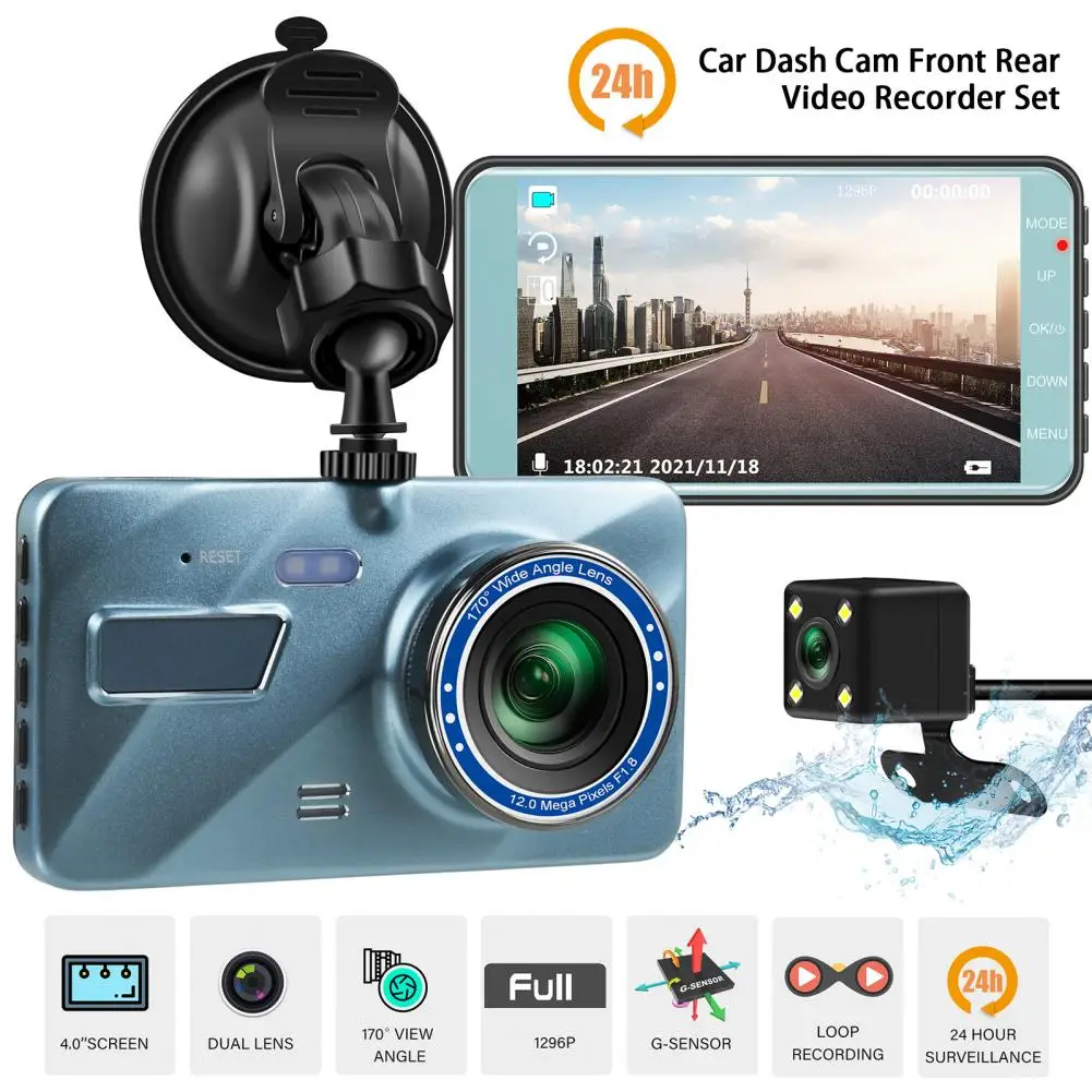

Car Camera 1 Set Practical Waterproof Parking Mode Dual Lens Car Driving Recorder Dash Cam Kit Car Supplies