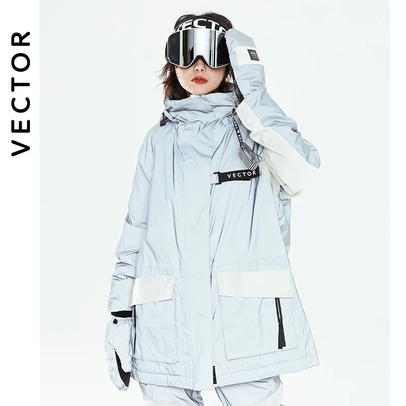 Ski Jacket Men Women Winter Windproof Reflective Hooded