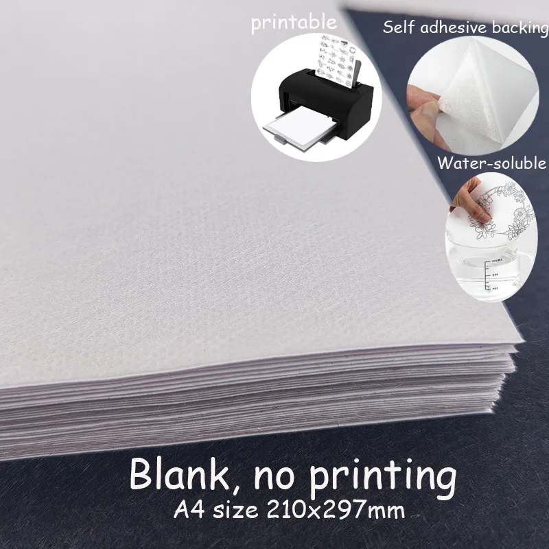 A4 Water Soluble Adhesive Embroidery Sticker with Peel-Off Backing