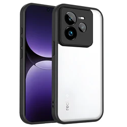 Slim Transparent Shockproof Protective Phone Case - Hard PC Back Cover for Realme GT 7T (Black)