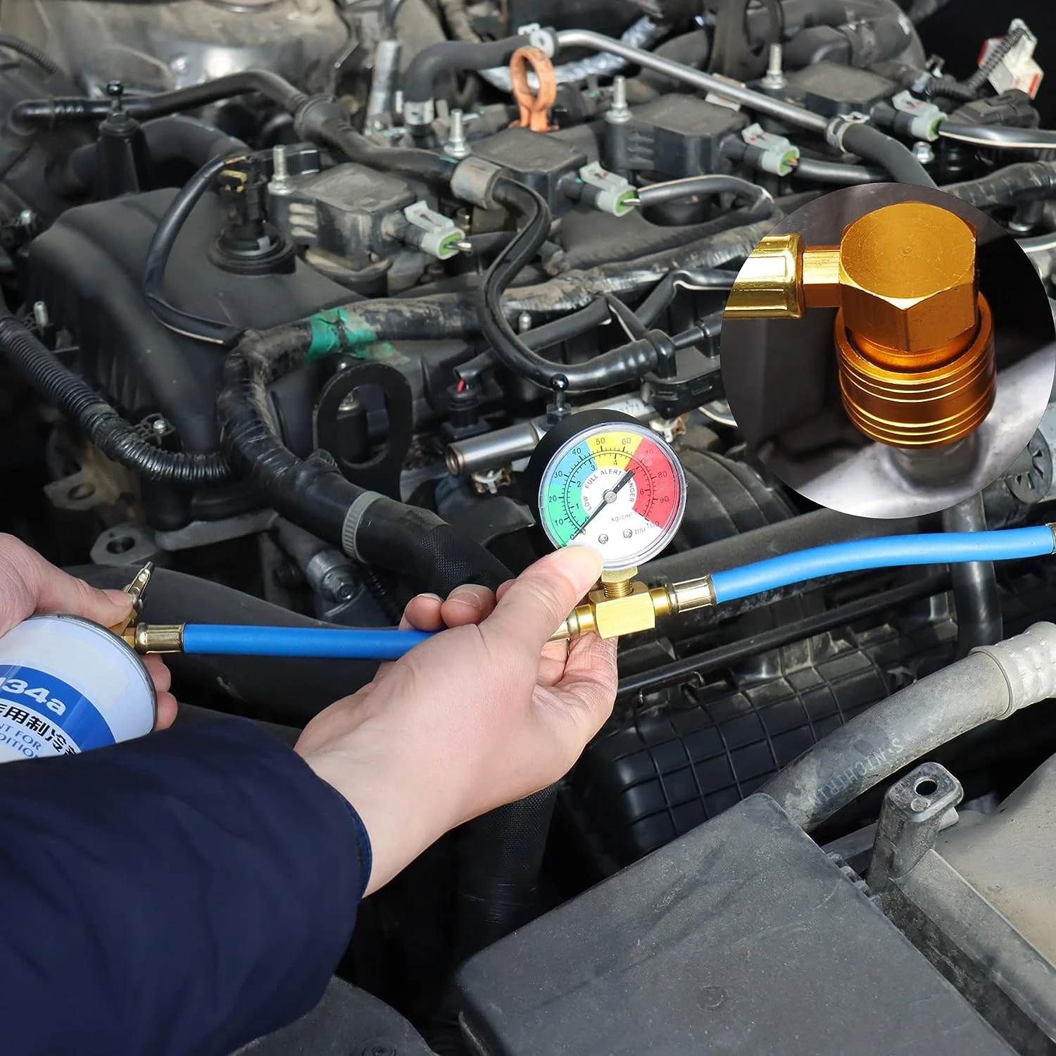 AC R134A Air Conditioning Refrigerator Charging Hose with Gauge AC Manifold Gauge R134A Car Air Conditioning Recharge Kit air conditioning recharge kit