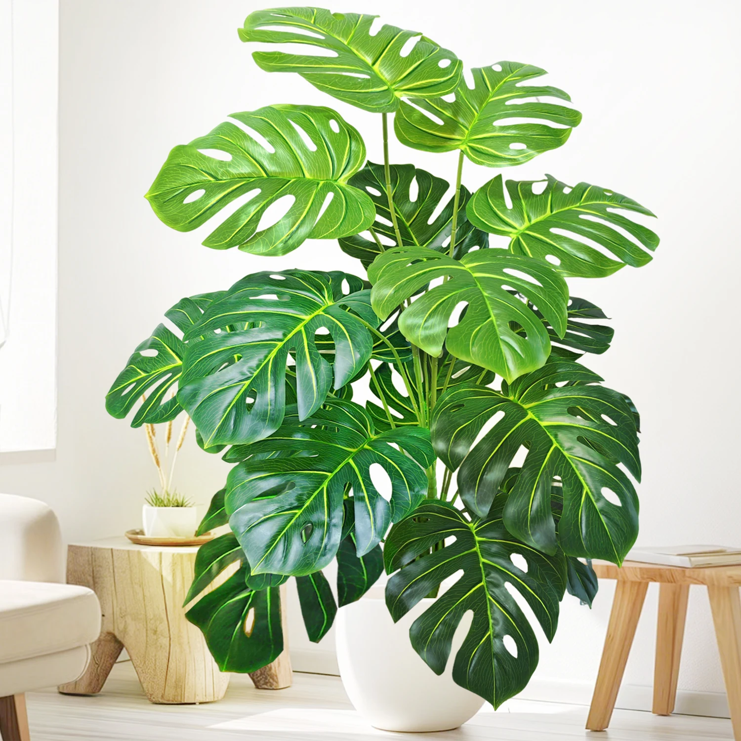 60-135cm(51.9in) Artificial Monstera plastic fake plant pot ornamental festival suitable for home office decoration 6