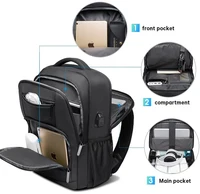 BANGE Travel Waterproof Backpack with USB Charging Port Fit 15.6 Inch Laptop Backpacks for Men and Women, Teenager School Bags - Image 3