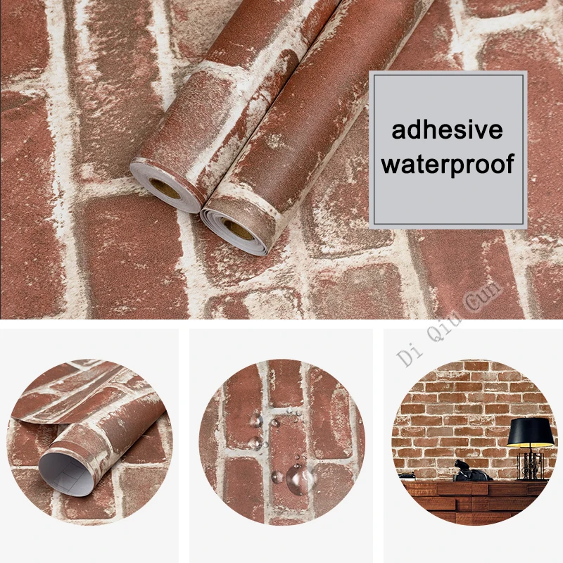 Description Picture 2 of itemVintage Brick Faux Textured Wallpaper,Peel and Stick Wallpaper,Brown and Red Brick,Self Adhesive Wallpaper,Home Decor,Vinyl Film