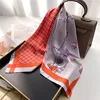 70x70CM Orange Scarf Pony Color Block Silk Square Scarf Shawl All-match High-end Ladies Headscarf New Decorative Foulard Scarves 4