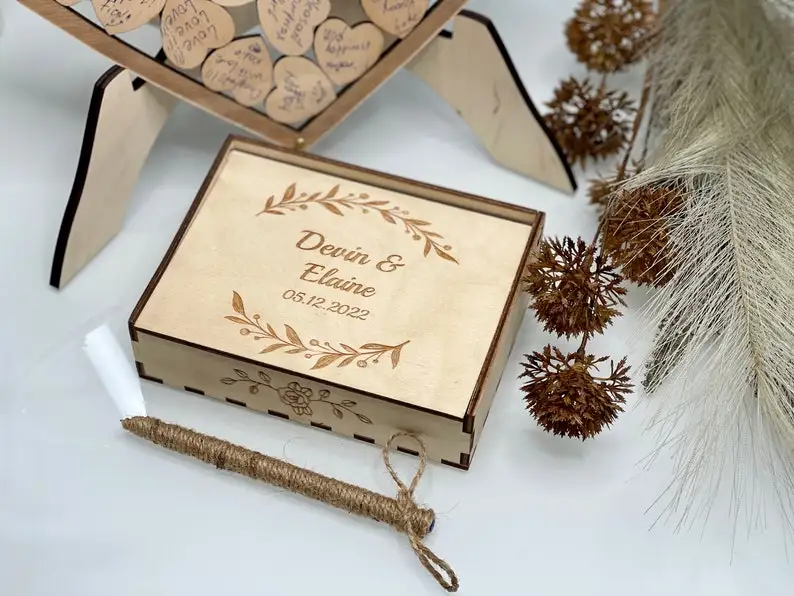 Personalized Wedding Guest Book Bridal Shower Guest Book Alternative Drop Box Wedding Guestbook Rustic D&eacute;cor