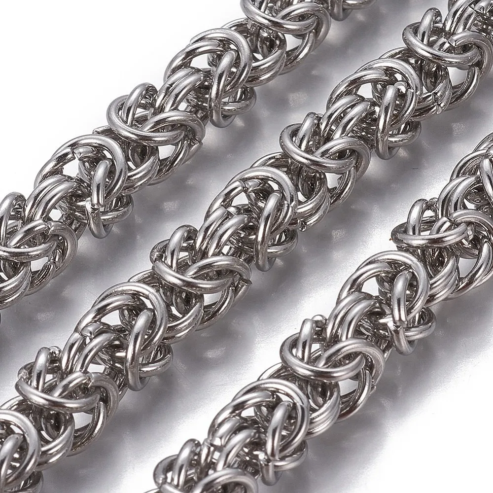 1 m anlaufgeschützte byzantinische Kette, 304 Edelstahl ungeschweißt für luxuriöse DIY-Schmuckherstellung, silber-schwarze Farbe – Detail 10