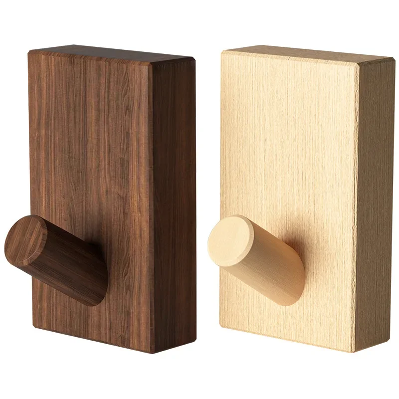 Popular Simple Wood Coat Hook Walnut Hanging Clothes Hanger Bathroom Wall Mounted Hooks Storage Rack Towel Key Decoration Hook 5