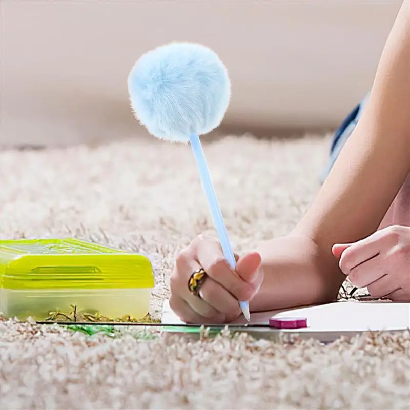 4pcs Students Fluffy Ball Pen Rollerball Pens Ballpoint Fountain Pen Fuzzy Ball Pen Pom Pen Hairball Plush Random Color 3