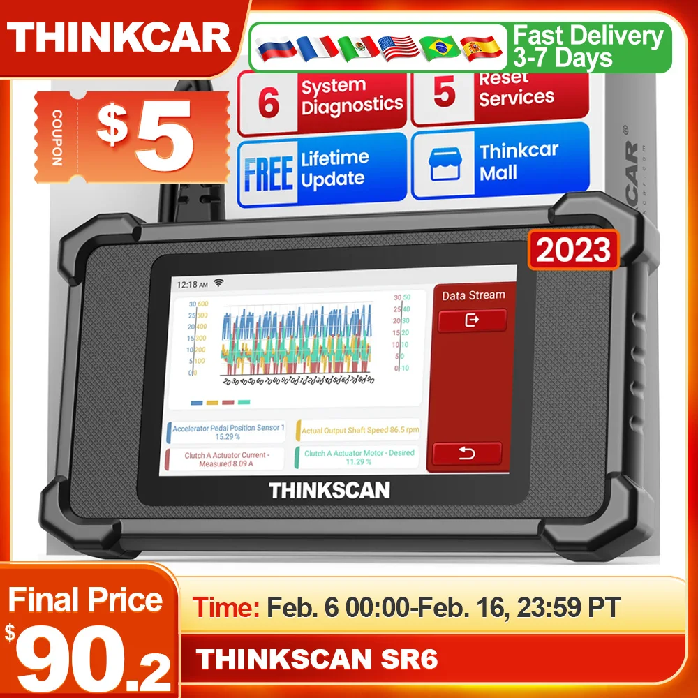 Thinkcar-Outil De Eau Thinkscan Sr4 Sr6 Obd2, Abs, Srs, Moteur, Huile De Diagnostic De Système De Transmission, Epb, Sas, Cristal Gratuite À Vie