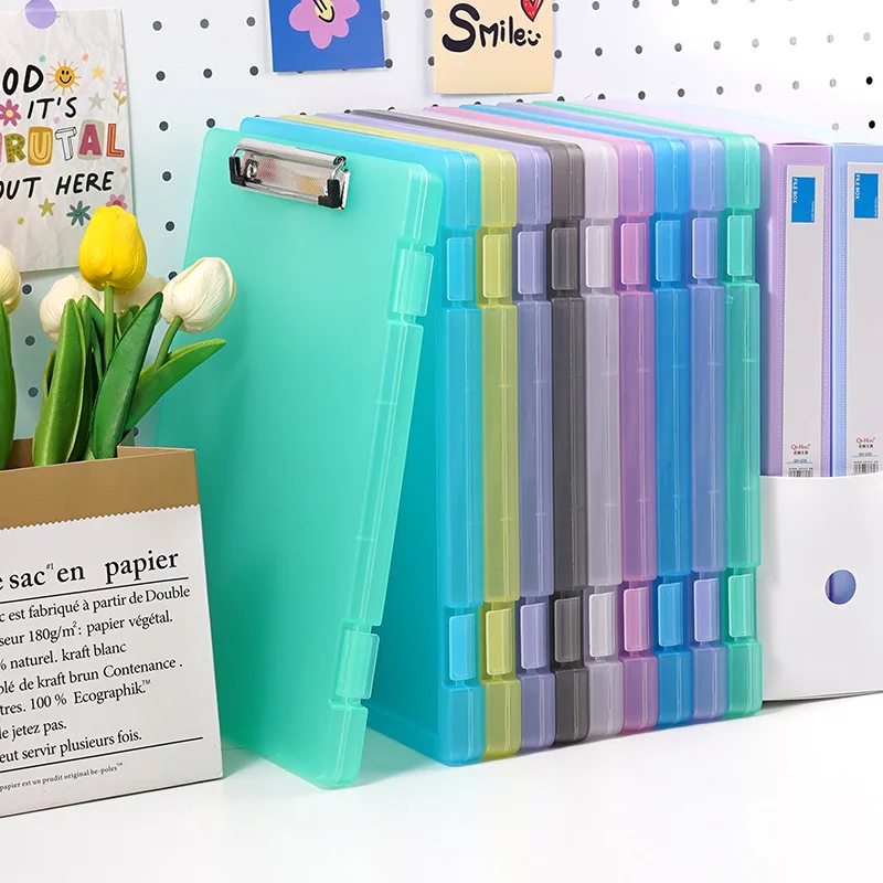 Multi-functional File Folder with Clipboard and Stationery Box Portable File Box for Student Teacher School