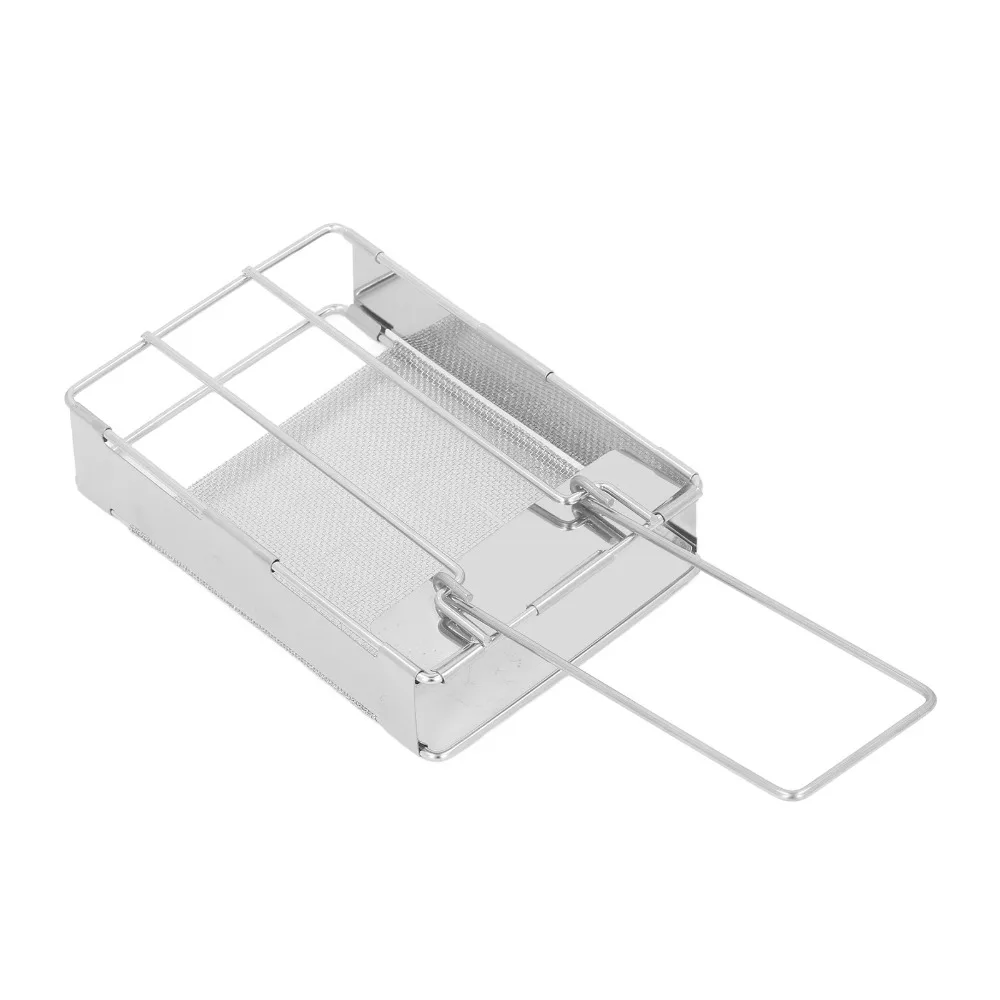 내구성 있는 스테인리스 스틸 접이식 토스터 다용도 긴 손잡이 토스터 랙 휴대용..
