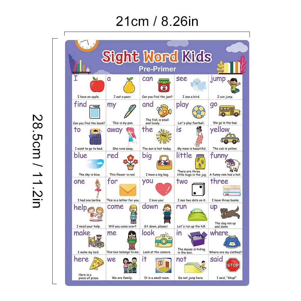 Pre K 1st 2nd 3rd Grade Kids Learning 220 English Sight Words Poster Educational Classroom Supplies Decoration Posters 2