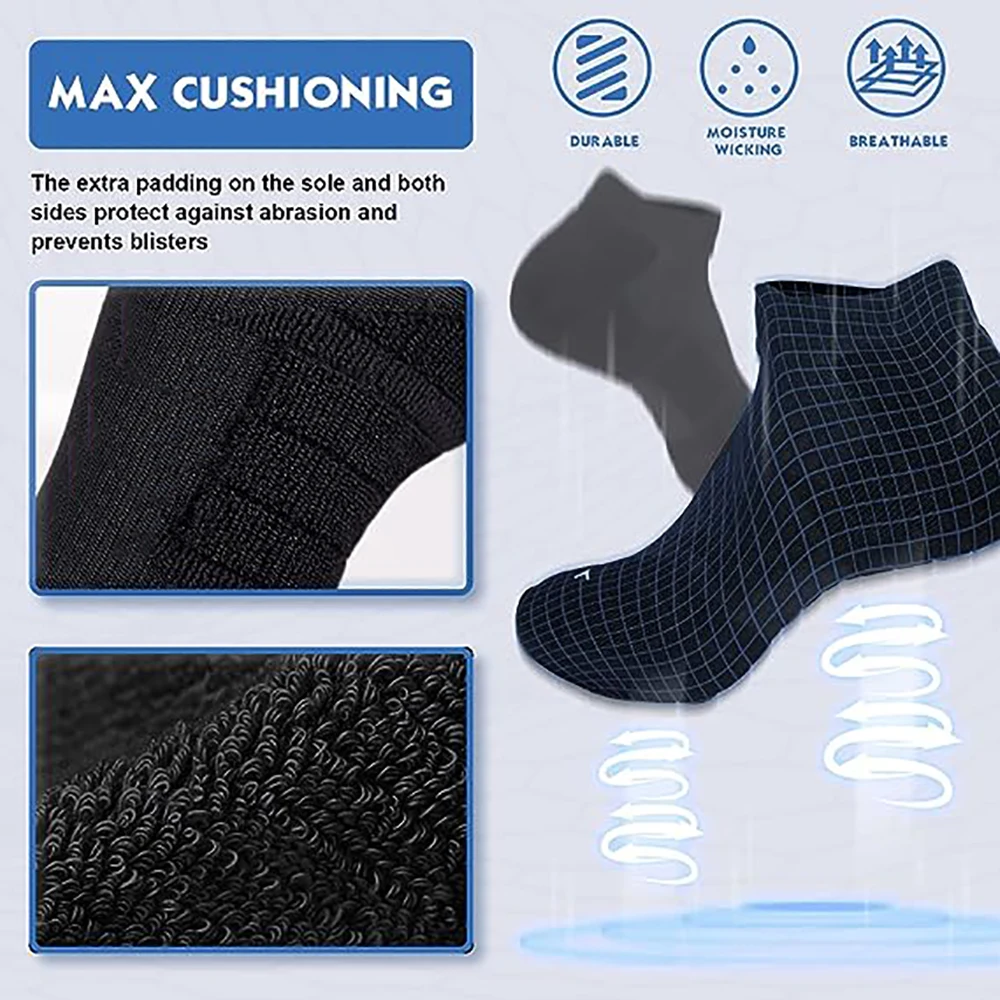 Sports Compression Socks 1 Pairs-Circulation Arch Support Plantar ，Running 、 Athletic Running 、Low Cut Cushioned Anti-Blister
