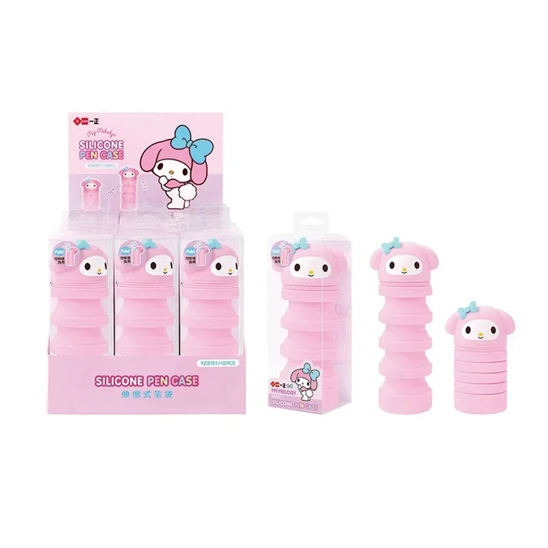 Sanrio Cartoon Cute Pencil Bag Kawaii Hello Kitty Cinnamoroll Melody Pencil  Box Fidgety Toys Decompress Stationery Bag Pen Case