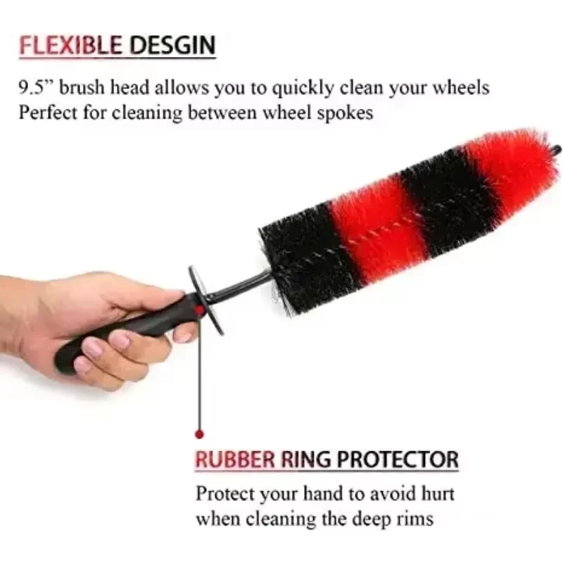 Car Universal Wheel Wash Brush Set Car Tire Rim Cleaning Tools Motorcycle Wheel Wash Brush Auto Detailing Washing Accessories 3