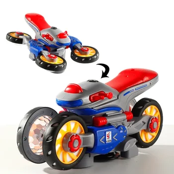 Electric Universal Car Cool Rotating Motorcycle Deformation Car Light Music Children’s Toy Car Model