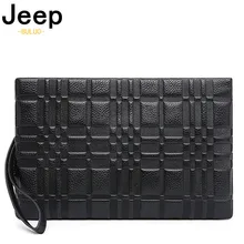 

JEEP BULUO New Large Capacity Genuine Leather Unisex Hand Bags Male Men Cowhide Cluth Wallet Business Phone Handle Coin Purse