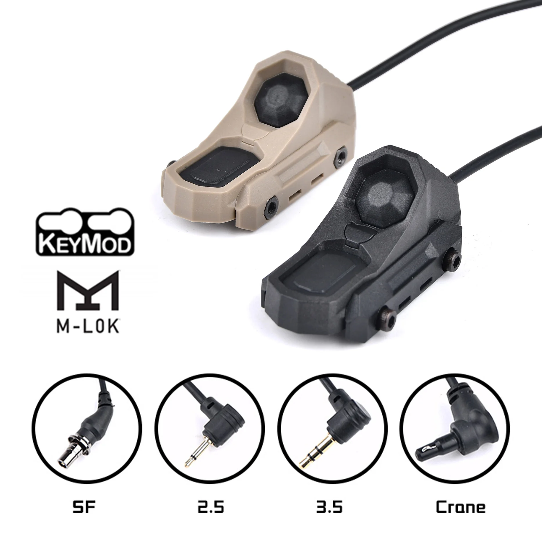 Picatinny M-lok Wire Button switch Crane Laser 2.5mm SF plug Adapter for SF Flashlight WeaponLight PEQ