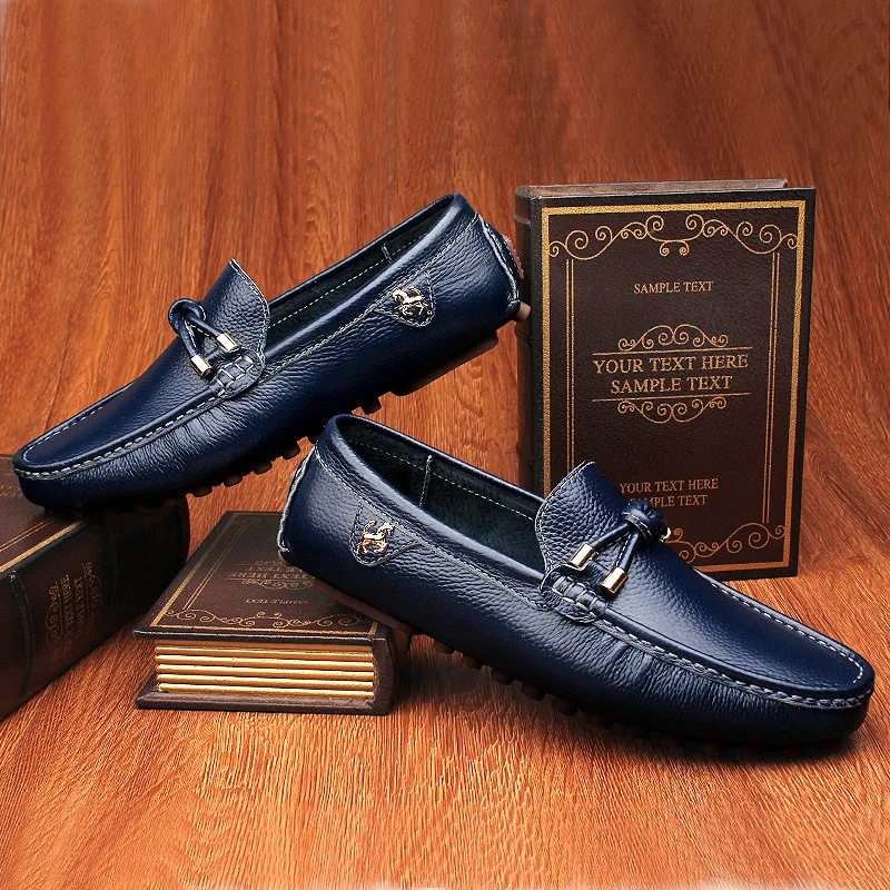 

Мокасины мужские из натуральной кожи, мягкие туфли для вождения, без застежки, лоферы