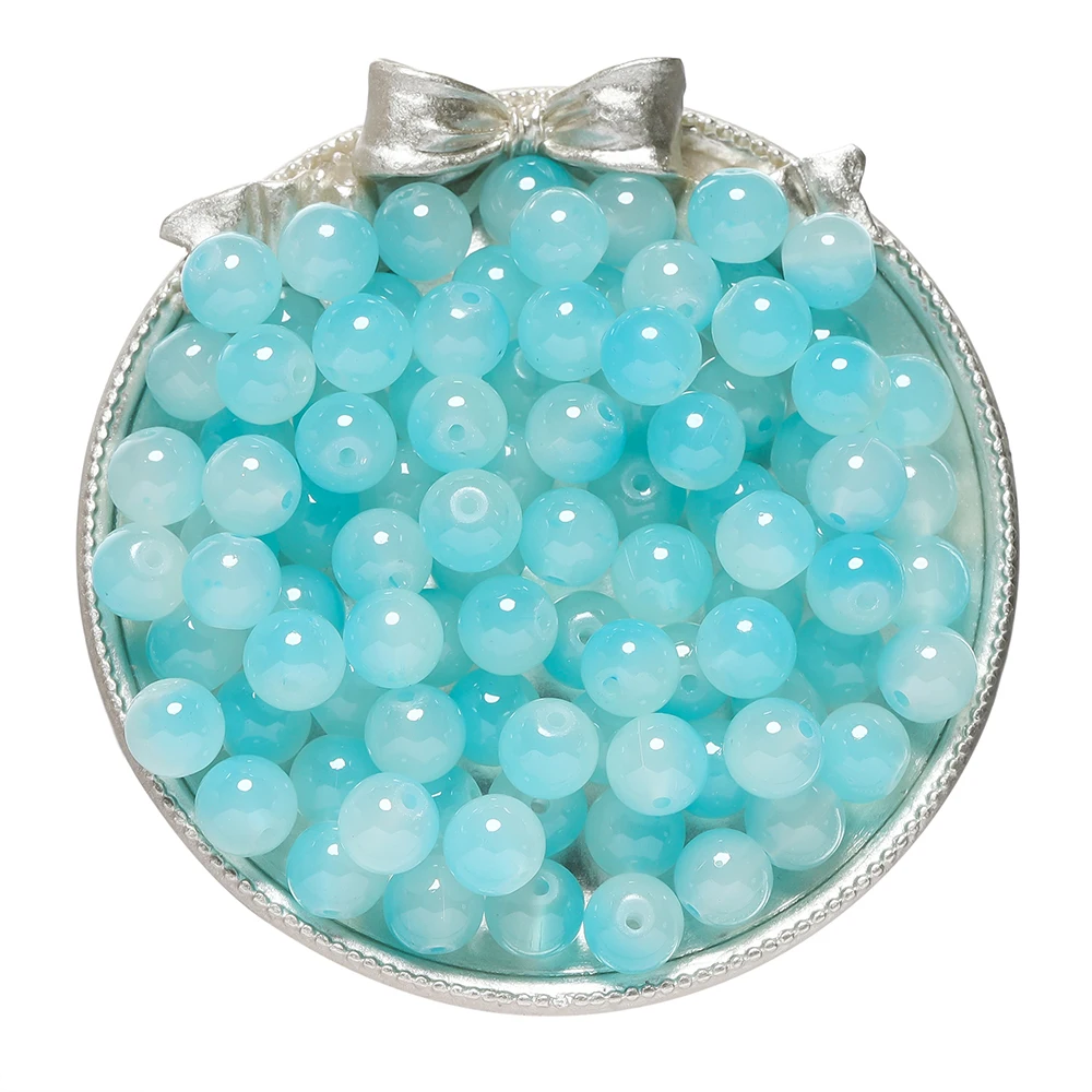 Colorful Round Glass Beads for DIY Jewelry Crafting - 50 Pieces