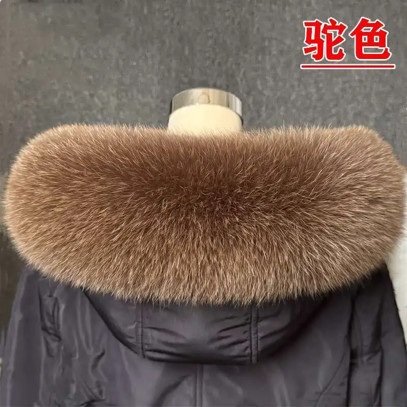 Real Fox Fur Collar Women Universal Hat Strip Down Jacket Fur Collar Winter Warm Fur Scarf Shawl Luxury Neck Warmer Fur Scarf