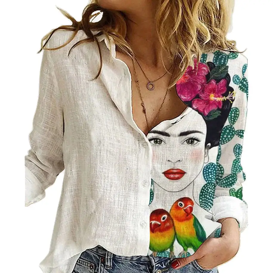 2023 Spring SummerFashion flower printing ladies shirts Women's chiffon Blouses Long Sleeve Shirts Tops Blusas Mujer