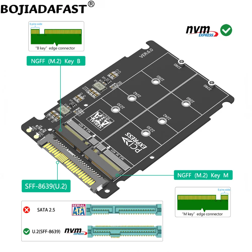 U.2 SFF-8639 Ŀ, NGFF M.2 NVME Ű-M  SATA Ű-B  , SSD Ŭ ̽ ˷̴