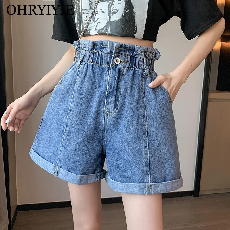 

OHRYIYIE Large Size 6XL 5XL Denim Shorts Women 2023 Summer Korean Fashion Loose High Waist Short Jeans Female Wide Leg Shorts