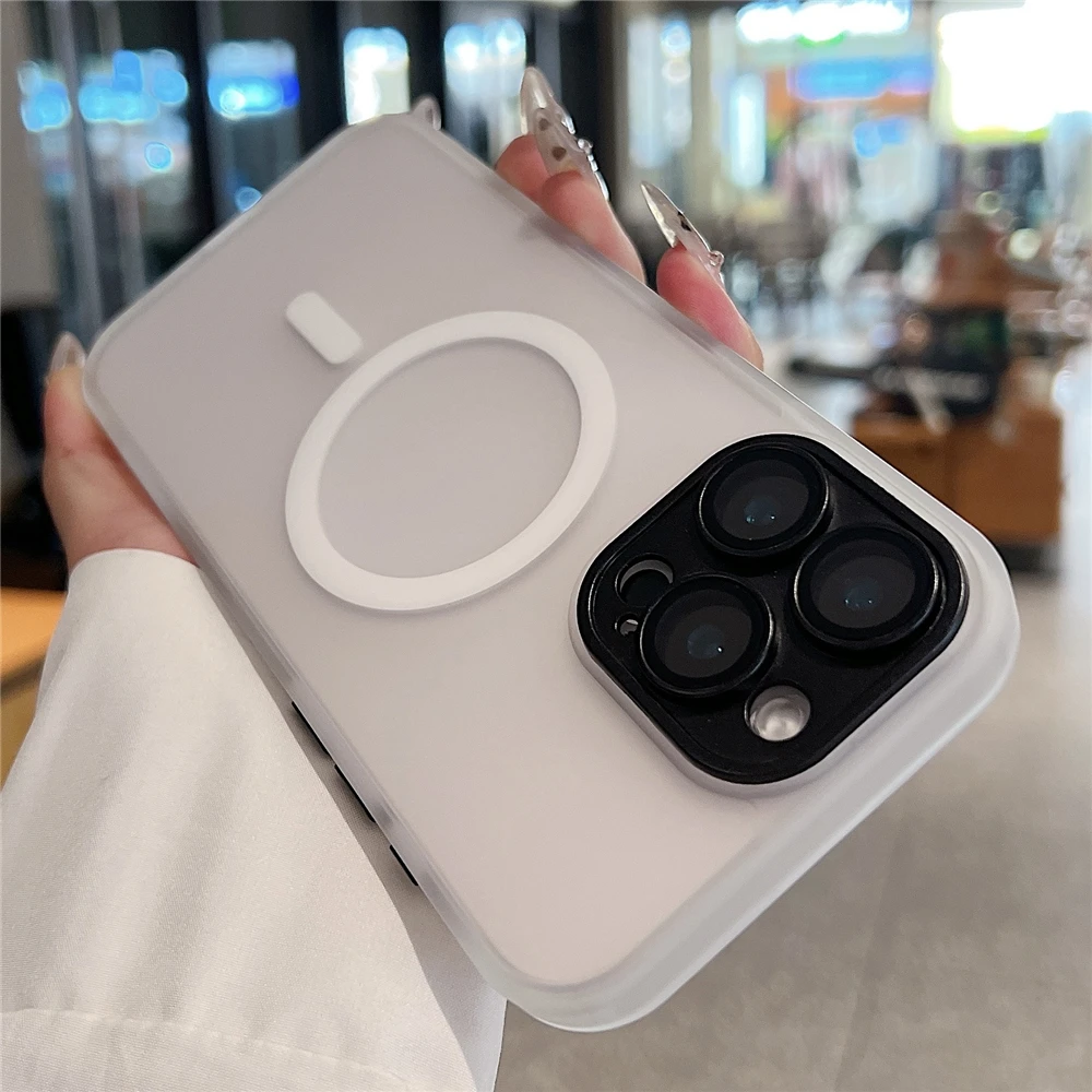 Slim Magnetic Matte Transparent Case with Magsafe Compatibility and Wireless Charging Cover
