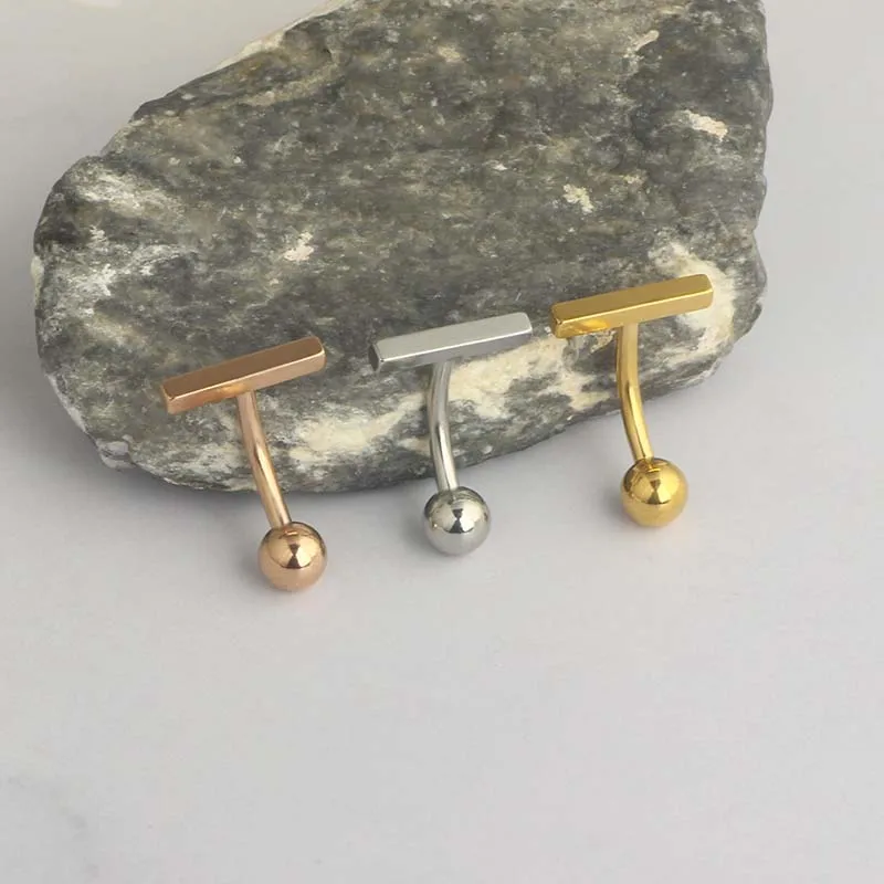 Sexy Dangling Navel Belly Button Ring Stainless Steel Double T Shape Belly Piercing Ombligo Belly Piercing Body Jewelry mix 3 co