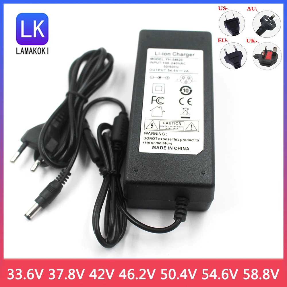 Inteligência Lítio Li-ion Carregador de Bateria para Bateria de Polímero de Lítio 33.6v 37.8v 42v 46.2v 50.4v 54.6v 58.8v 2a