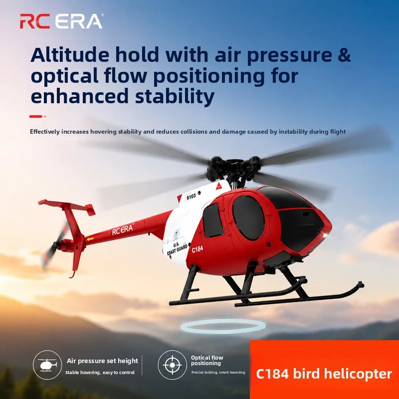 RC ERA C184 RC 헬리콥터 2.4G 6축 자이로스코프 4채널 고도 유지 광학 흐름 원격 조종 헬리콥터 장난감 (어린이 및 성인용)