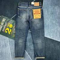14oz Blue Selvedge Denim Jeans for Men Heavyweight Washed 100% Cotton Pants Male Fashion Vintage Slim Fit Trousers High Quality 1