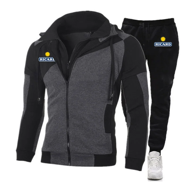 

2023 New Men's Printing RICARD Fashion Spring Autumn Tracksuit Hoodies Sweatshirt High Quality Casual Sportpants 2 Pieces Set
