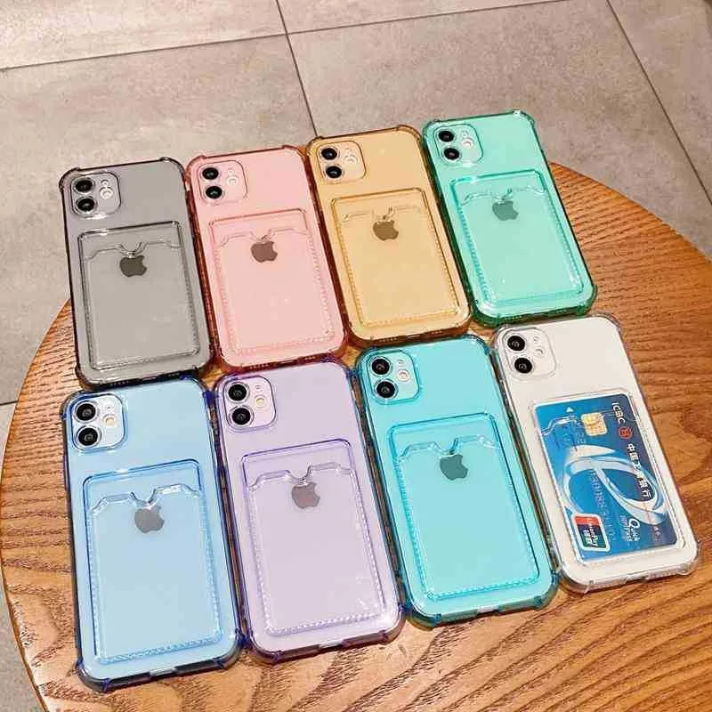 

Simple Colored Transparent Tape Card Bag Phone Case For iphone 14 13 12 11 Pro Max X XR XSMAX TPU Fall Pevention Case Cover