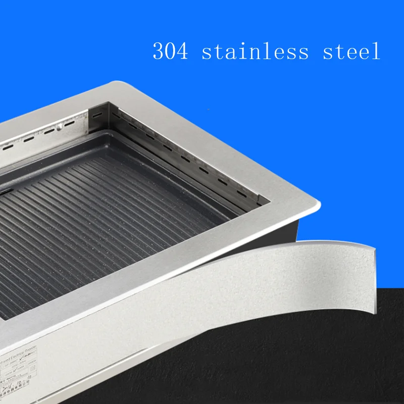 Restaurant Grill Electric Commercial Smokeless Barbecue Grill Pan Embedded Korean Grill Smokeless BBQ Touch plancha cocina 5