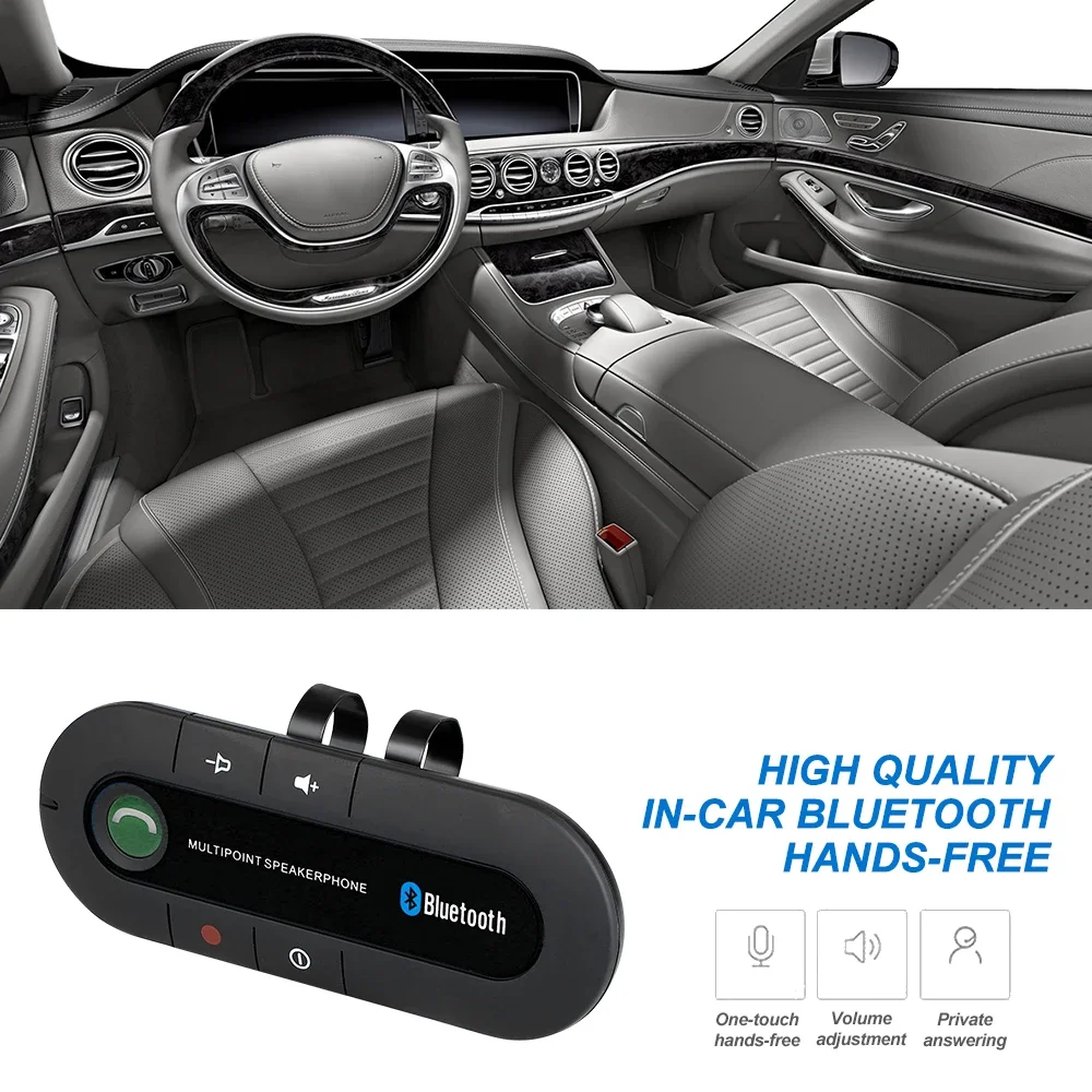 Bluetooth Car Speakerphone with Handsfree Calling – Wireless Audio Receiver and Speaker