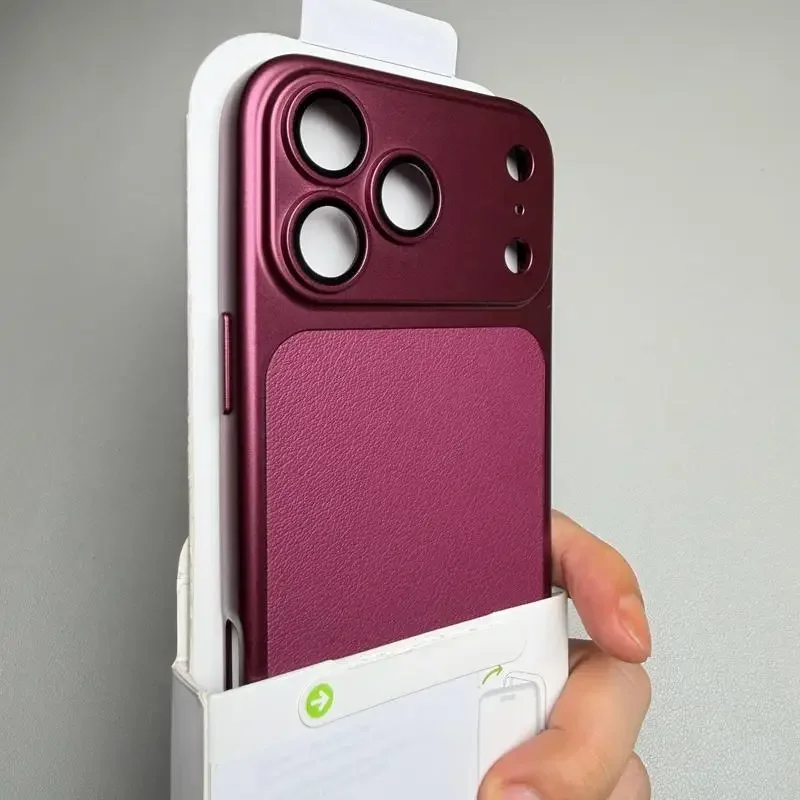 Premium Solid Color Leather Case - Matte Shockproof Cover with Camera Protection