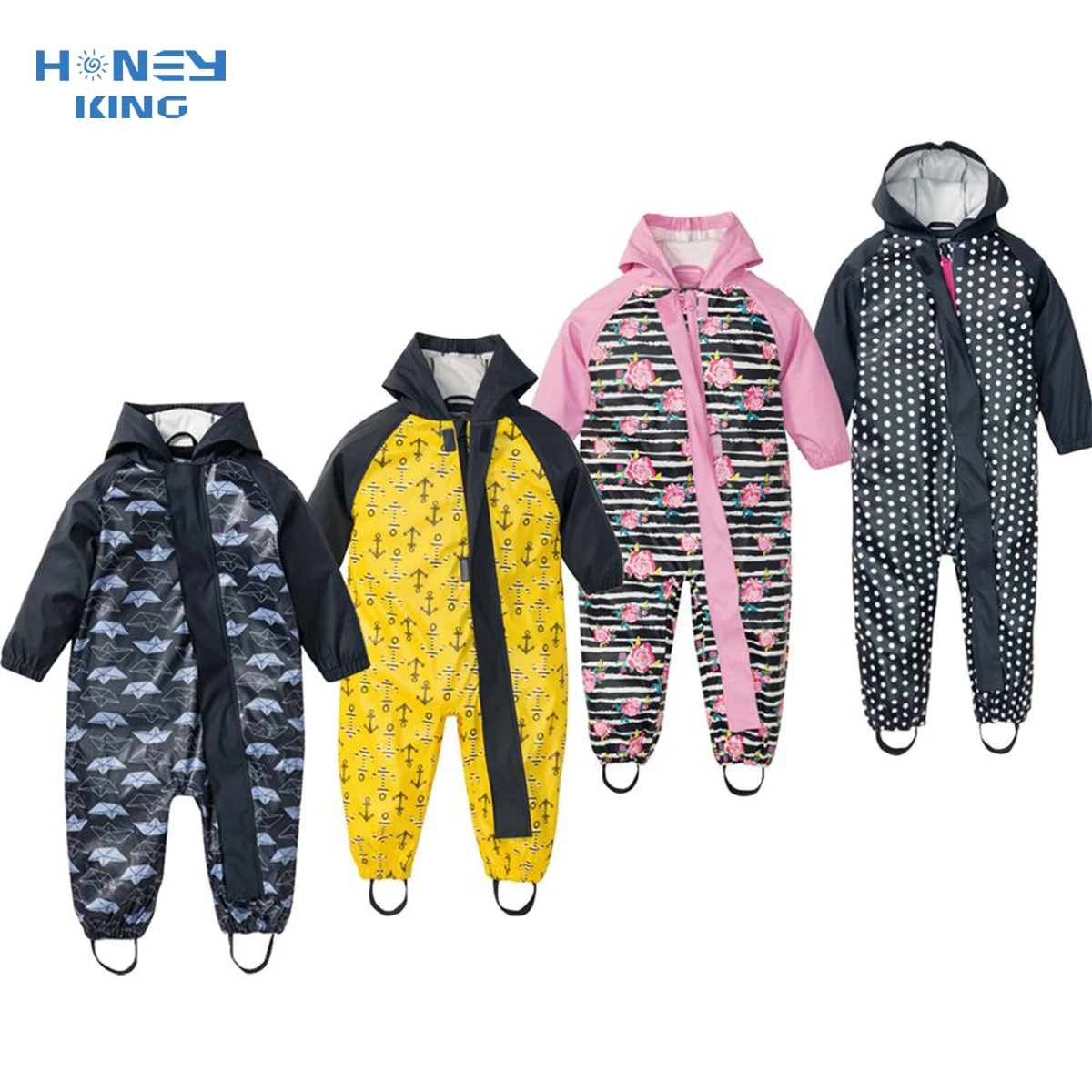 

Kids Jumpsuit for Girls Waterproof Overall Girls PU Rain Pants Children Raincoat Baby Hooded Rainwear For Boys And Girls Clothes