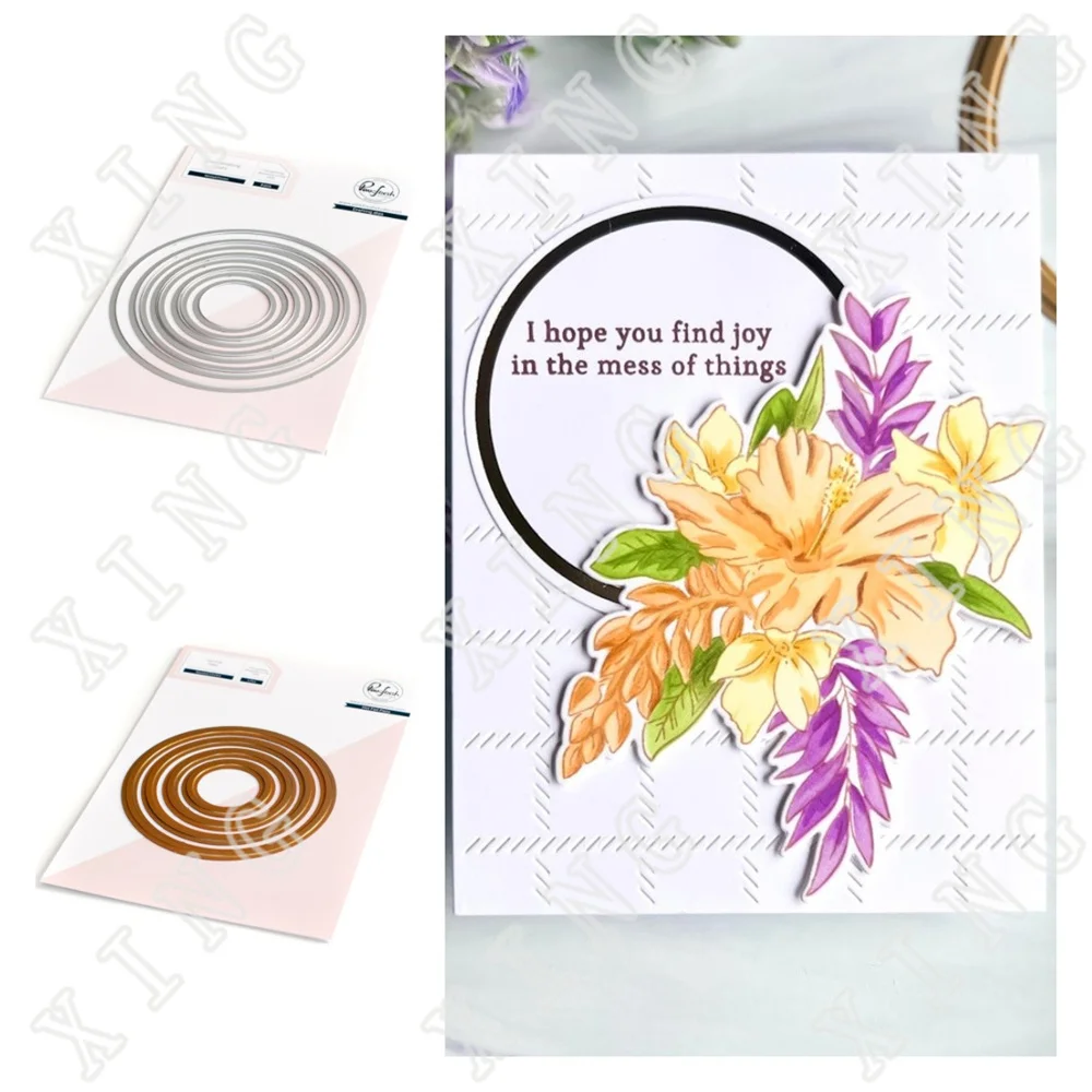 

2023 Spring Nested Circles Layering Cutting Dies Hot Foil Plates Diy Craft Paper Cards Scrapbooking Decoration Embossing Molds