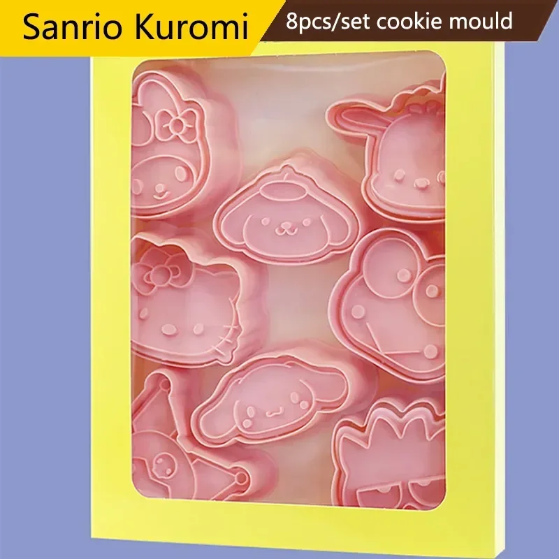 

8pcs/set Cartoon Cookie Mold Hello Kitty Kulomis Melodys Cinnamorolls 3D Cookies Mold Stamp Kitchen Accessories Baking Tools