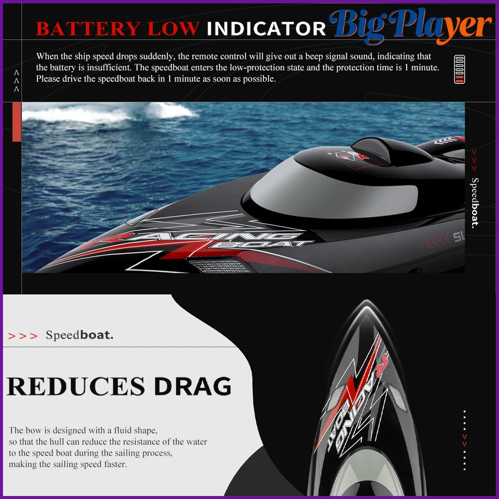 WLtoys WL916 Bateau RC Haute Vitesse 55km/h Étanche 2.4GHz